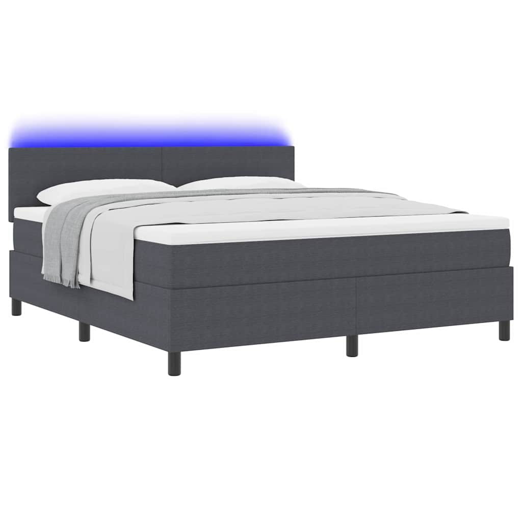 LED Κρεβάτι με βάθρο Σκούρο Γκρι και Λευκό 180 x 200 cm