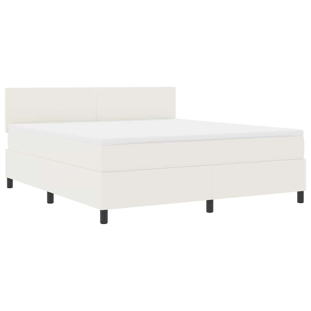 LED Κρεβάτι με βάθρο με κεφαλάρι Κρέμα και Λευκό 180 x 200 cm - Pakobazaar