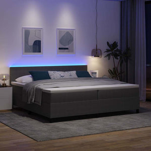LED Κρεβάτι με βάθρο Ανοιχτό Γκρι και Λευκό 200 x 200 cm - Pakobazaar