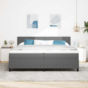 LED Κρεβάτι με βάθρο Ανοιχτό Γκρι και Λευκό 200 x 200 cm - Pakobazaar