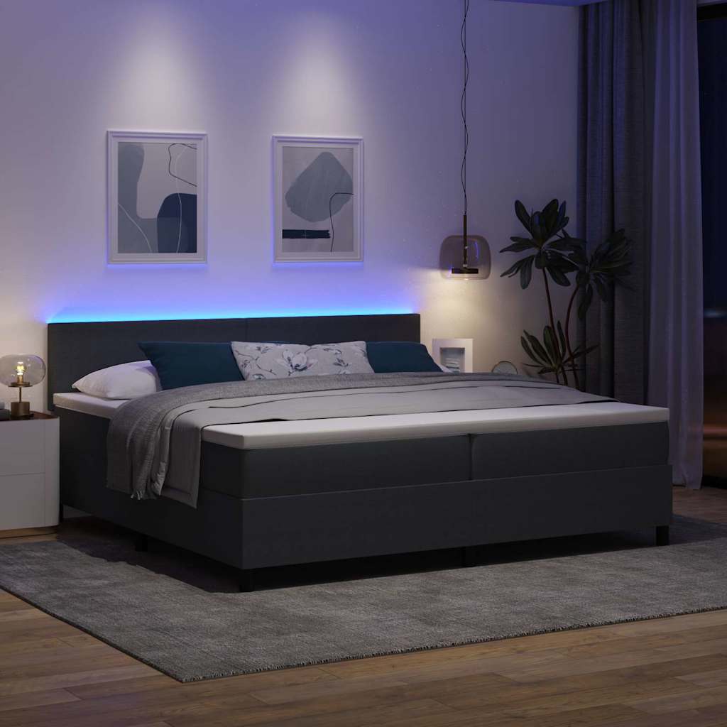 LED Κρεβάτι με βάθρο Σκούρο Γκρι και Λευκό 200 x 200 cm - Pakobazaar