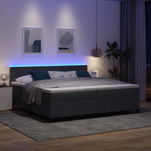 LED Κρεβάτι με βάθρο Σκούρο Γκρι και Λευκό 200 x 200 cm - Pakobazaar