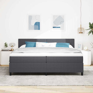 LED Κρεβάτι με βάθρο Σκούρο Γκρι και Λευκό 200 x 200 cm - Pakobazaar