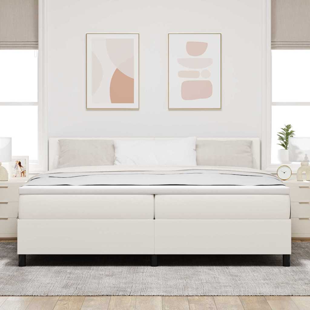 LED Κρεβάτι με βάθρο με κεφαλάρι Κρέμα και Λευκό 200 x 200 cm - Pakobazaar