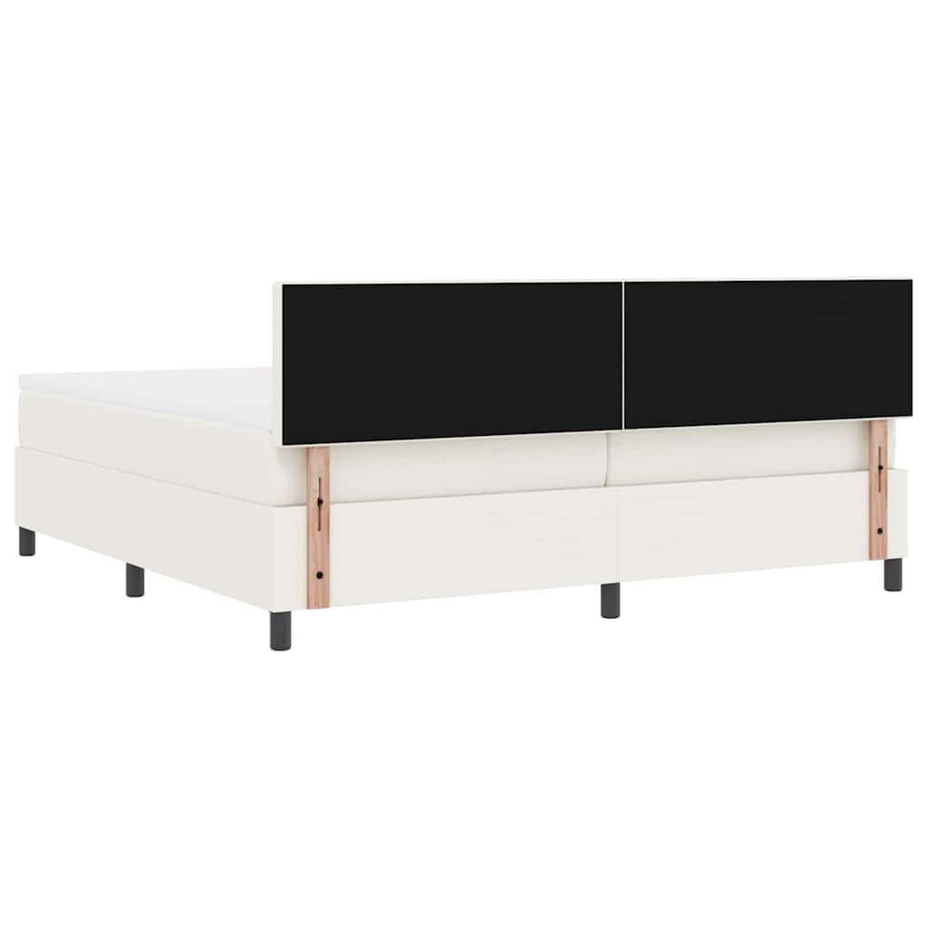 LED Κρεβάτι με βάθρο με κεφαλάρι Κρέμα και Λευκό 200 x 200 cm - Pakobazaar