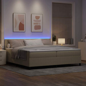 LED Κρεβάτι με βάθρο Ανοιχτό Γκρι και Λευκό 200 x 200 cm