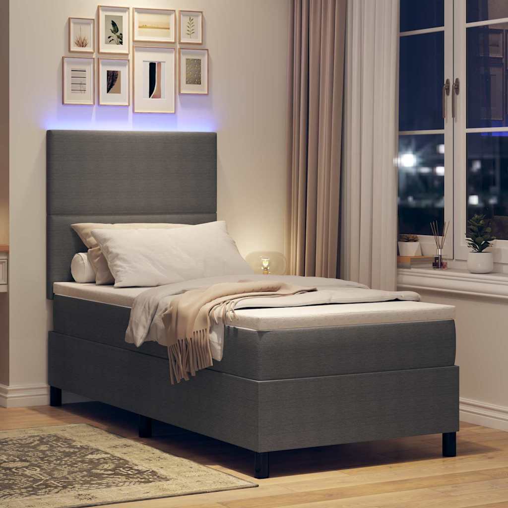 LED Κρεβάτι με βάθρο Ανοιχτό Γκρι και Λευκό 80 x 200 cm - Pakobazaar