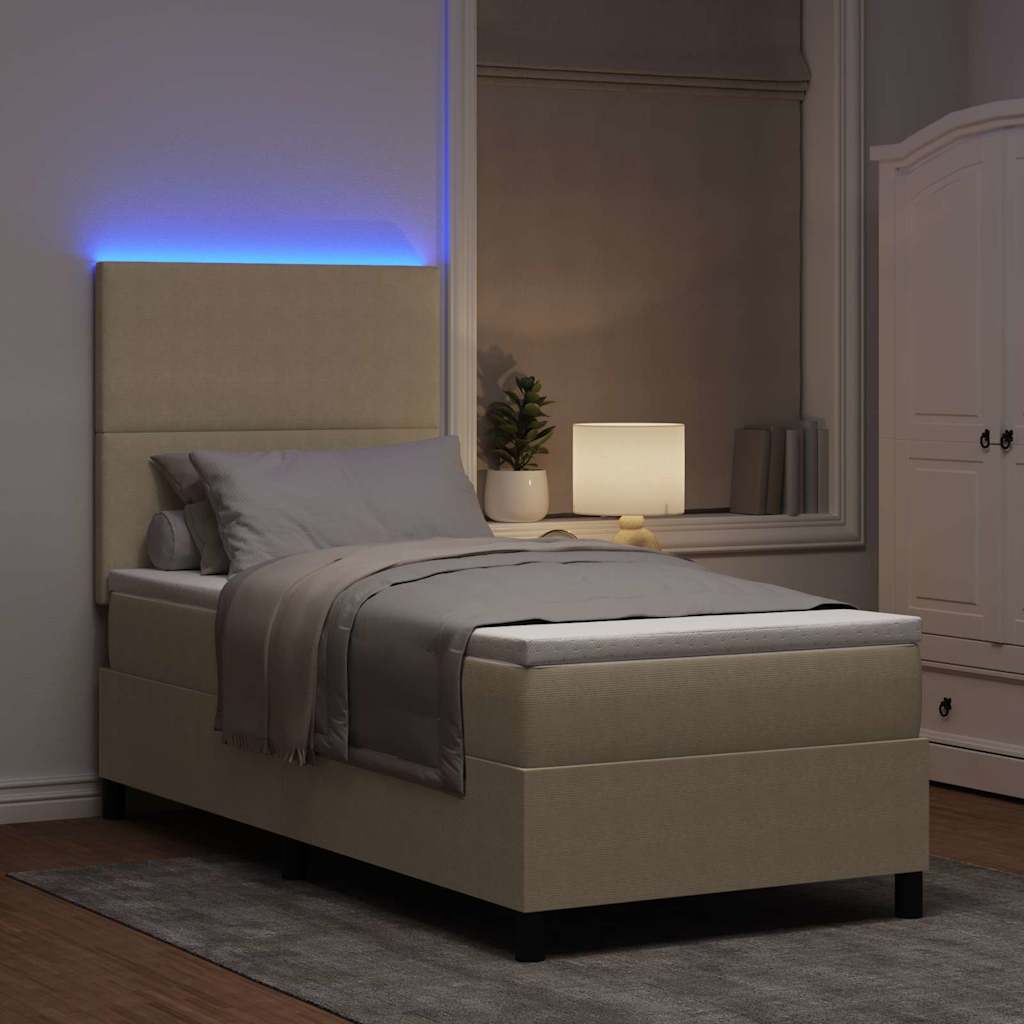 LED Κρεβάτι με βάθρο Ανοιχτό Γκρι και Λευκό 90 x 190 cm
