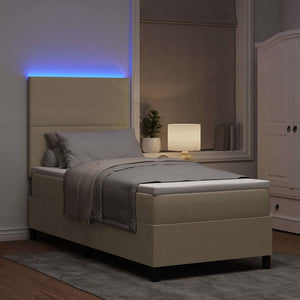 LED Κρεβάτι με βάθρο Ανοιχτό Γκρι και Λευκό 90 x 190 cm