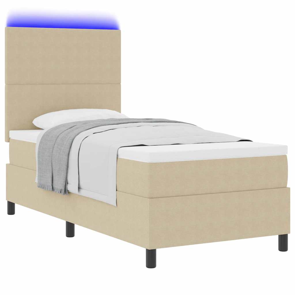 LED Κρεβάτι με βάθρο Ανοιχτό Γκρι και Λευκό 90 x 190 cm