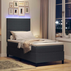 LED Κρεβάτι με βάθρο Σκούρο Γκρι και Λευκό 90 x 200 cm