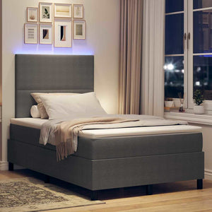 LED Κρεβάτι με βάθρο Ανοιχτό Γκρι και Λευκό 120 x 190 cm