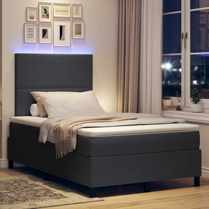 LED Κρεβάτι με βάθρο Σκούρο Γκρι και Λευκό 120 x 190 cm