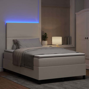 LED Κρεβάτι με βάθρο με κεφαλάρι Κρέμα και Λευκό 120 x 190 cm - Pakobazaar