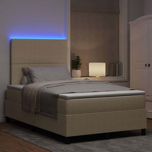 LED Κρεβάτι με βάθρο Ανοιχτό Γκρι και Λευκό 120 x 190 cm