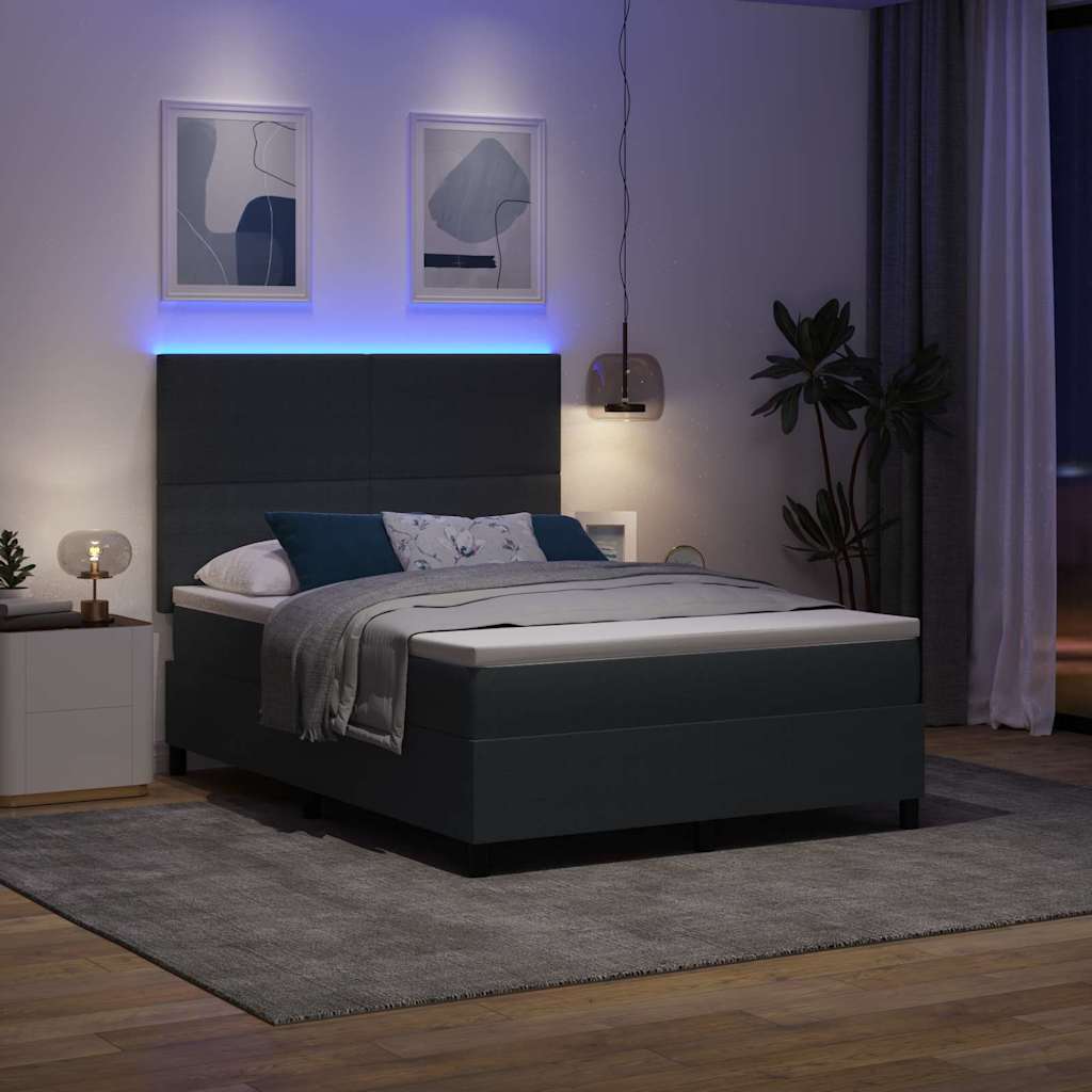 LED Κρεβάτι με βάθρο Σκούρο Γκρι και Λευκό 140 x 190 cm - Pakobazaar