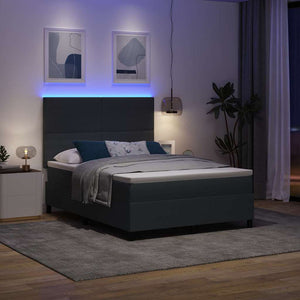 LED Κρεβάτι με βάθρο Σκούρο Γκρι και Λευκό 140 x 190 cm - Pakobazaar