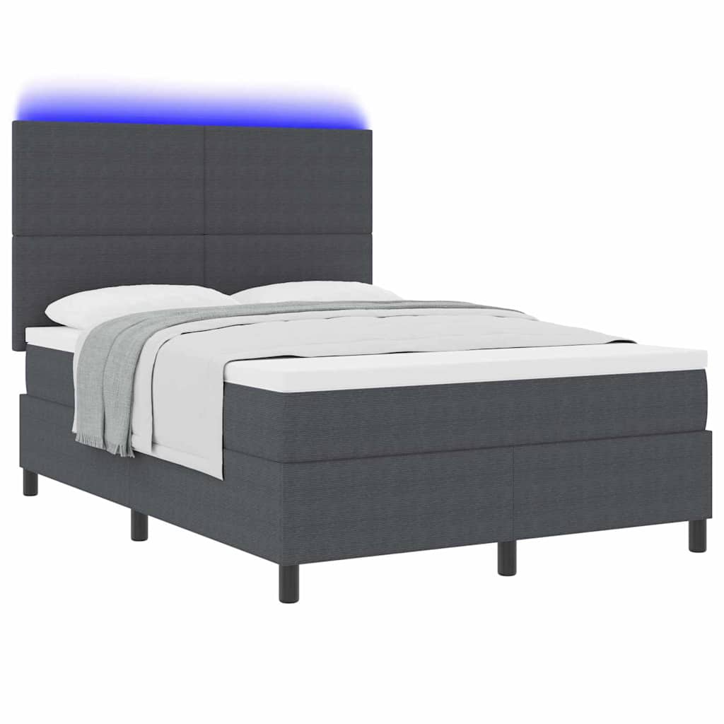 LED Κρεβάτι με βάθρο Σκούρο Γκρι και Λευκό 140 x 190 cm - Pakobazaar