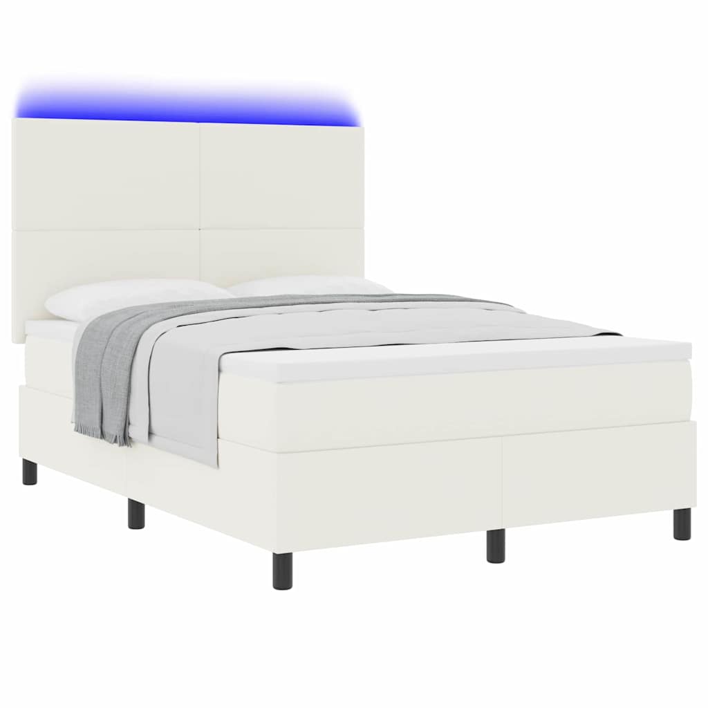 LED Κρεβάτι με βάθρο με κεφαλάρι Κρέμα και Λευκό 140 x 200 cm - Pakobazaar
