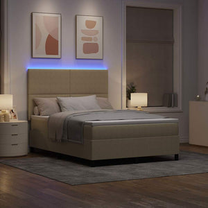 LED Κρεβάτι με βάθρο Ανοιχτό Γκρι και Λευκό 140 x 200 cm - Pakobazaar