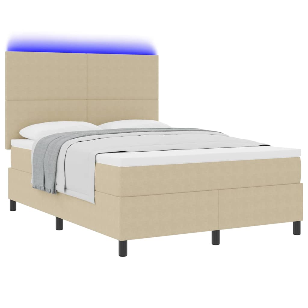 LED Κρεβάτι με βάθρο Ανοιχτό Γκρι και Λευκό 140 x 200 cm - Pakobazaar