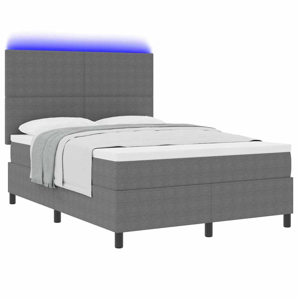 LED Κρεβάτι με βάθρο Ανοιχτό Γκρι και Λευκό 160 x 200 cm - Pakobazaar
