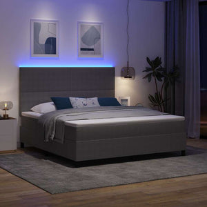 LED Κρεβάτι με βάθρο Ανοιχτό Γκρι και Λευκό 180 x 200 cm - Pakobazaar