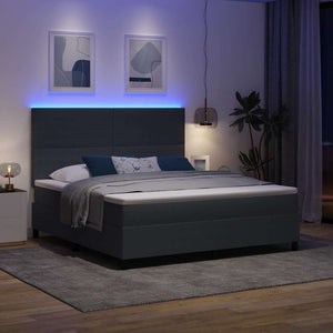 LED Κρεβάτι με βάθρο Σκούρο Γκρι και Λευκό 180 x 200 cm - Pakobazaar
