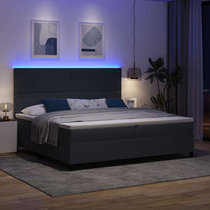 LED Κρεβάτι με βάθρο Σκούρο Γκρι και Λευκό 200 x 200 cm - Pakobazaar