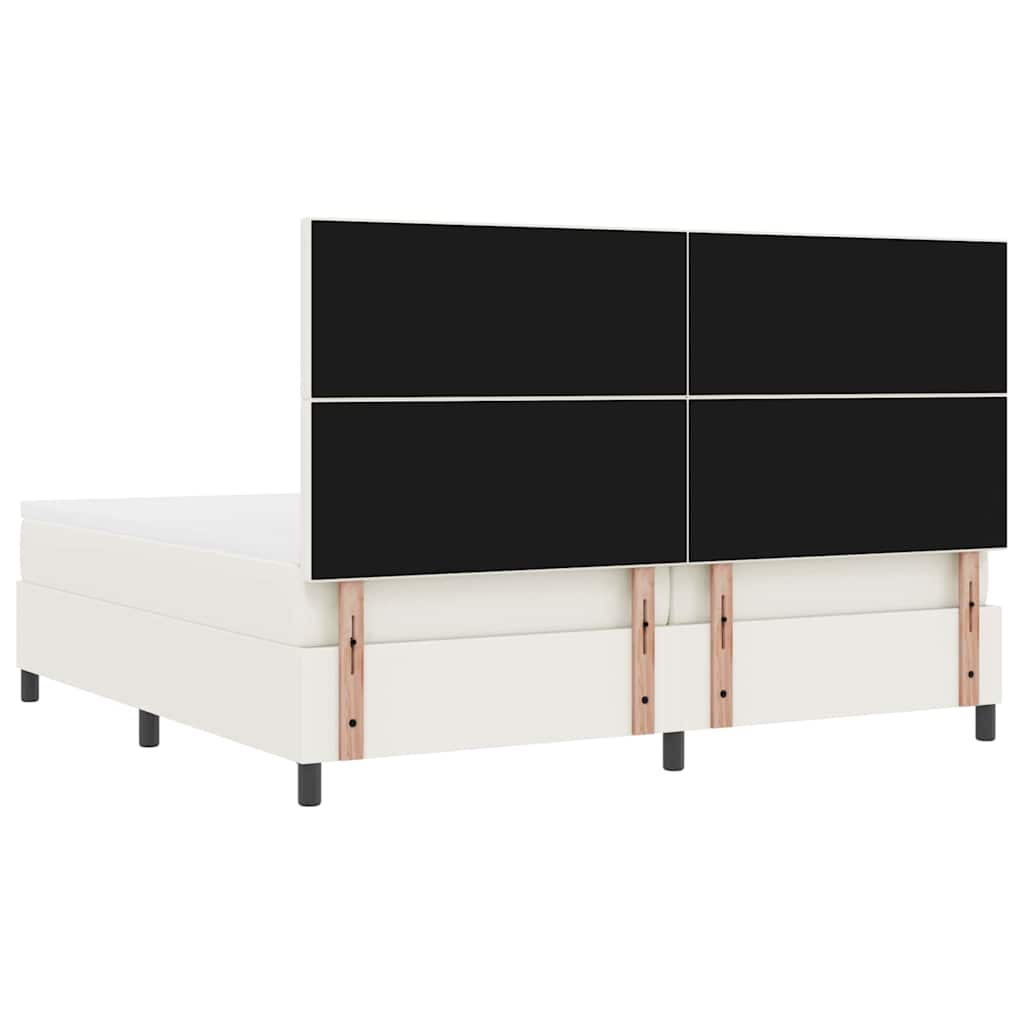 LED Κρεβάτι με βάθρο με κεφαλάρι Κρέμα και Λευκό 200 x 200 cm - Pakobazaar