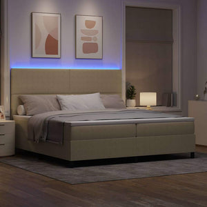 LED Κρεβάτι με βάθρο Ανοιχτό Γκρι και Λευκό 200 x 200 cm - Pakobazaar