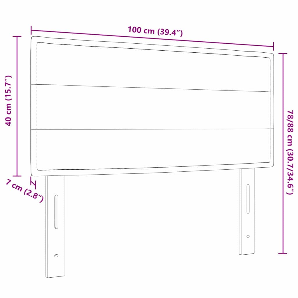 LED κεφαλάρι με LED ταινίες φωτός Σκούρο Καφέ 100 cm ύφασμα - Pakobazaar