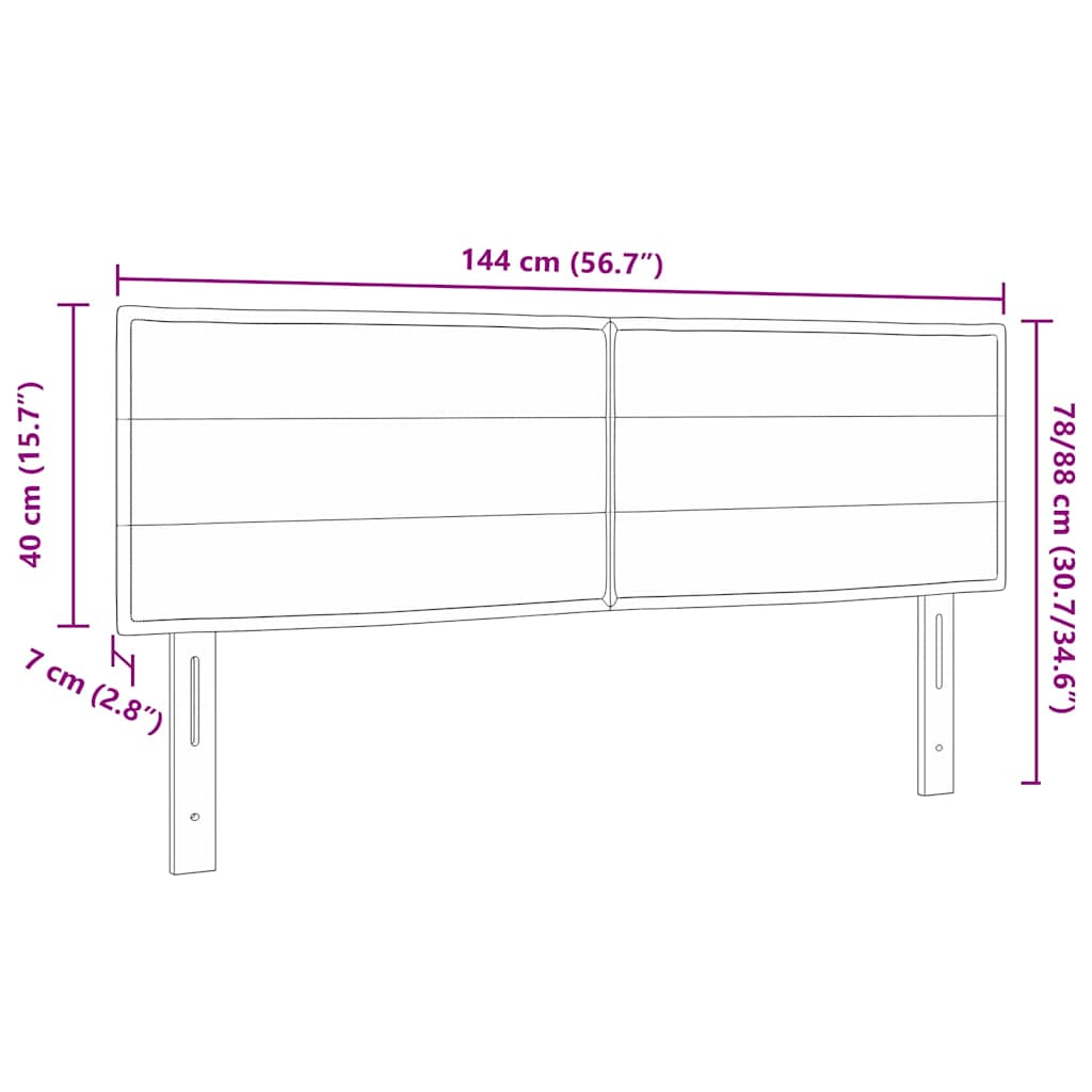 LED κεφαλάρι με φώτα λωρίδας LED Σκούρο Καφέ 144 cm Πολυεστέρας - Pakobazaar