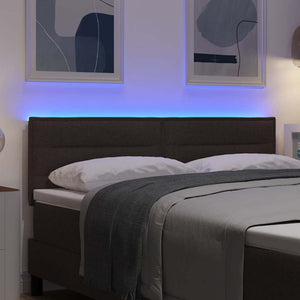 LED κεφαλάρι με LED ταινίες φωτός Σκούρο Καφέ 160 cm ύφασμα - Pakobazaar