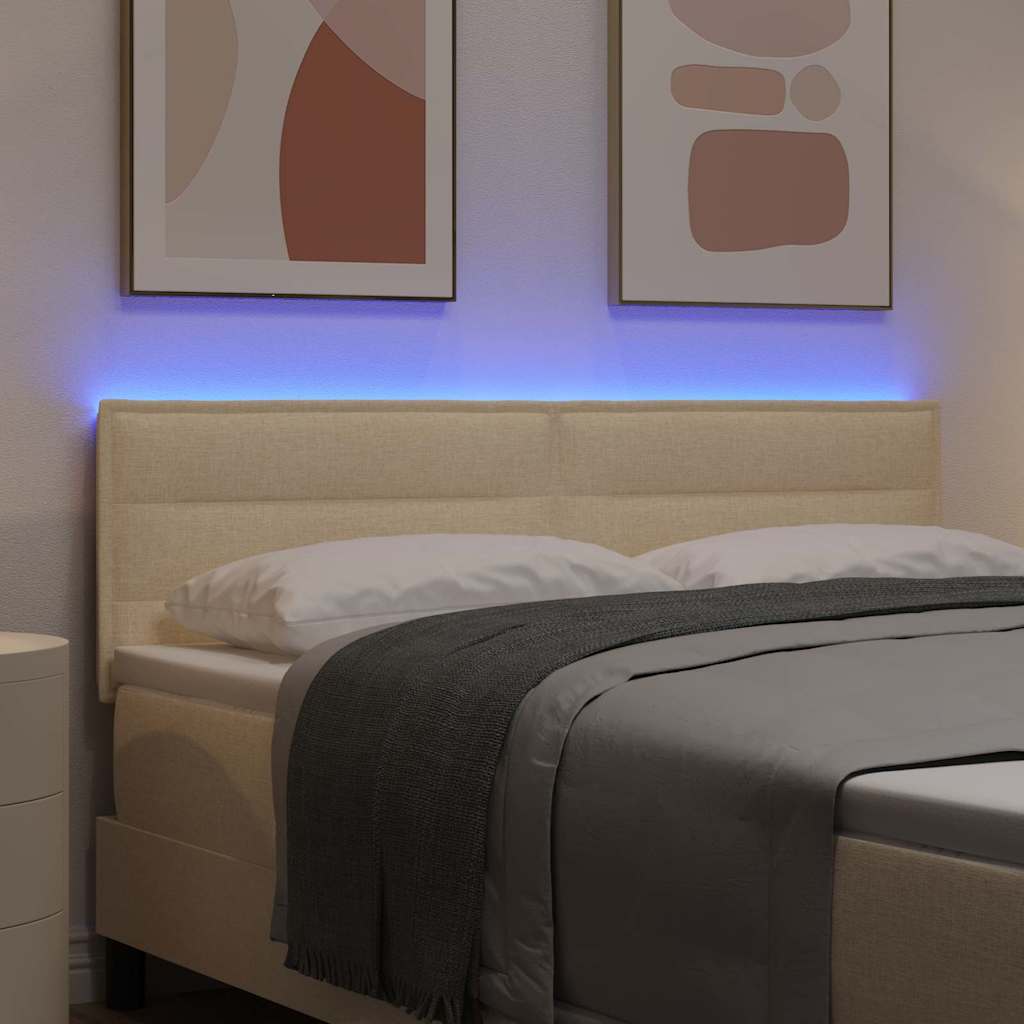 LED κεφαλάρι με LED ταινίες φωτός Κρεμ 160 cm ύφασμα - Pakobazaar