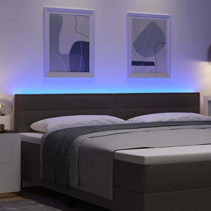 LED κεφαλάρι με φώτα λωρίδας LED Σκούρο Καφέ 200 cm Πολυεστέρας - Pakobazaar