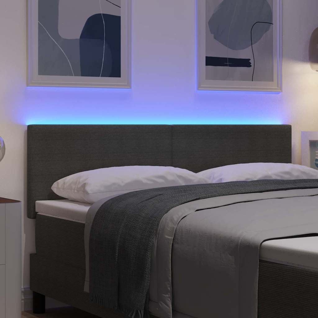 LED κεφαλάρι Ανοιχτό γκρι 160 cm Υφασμάτινο Κορντουρά - Pakobazaar