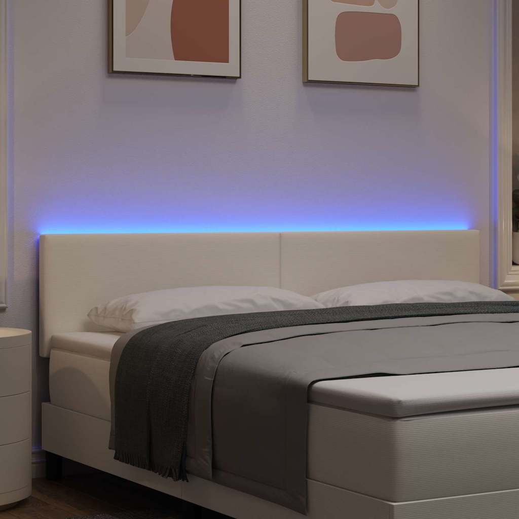 LED κεφαλάρι με φώτα λωρίδας LED Κρεμ 180 cm Πολυεστέρας - Pakobazaar