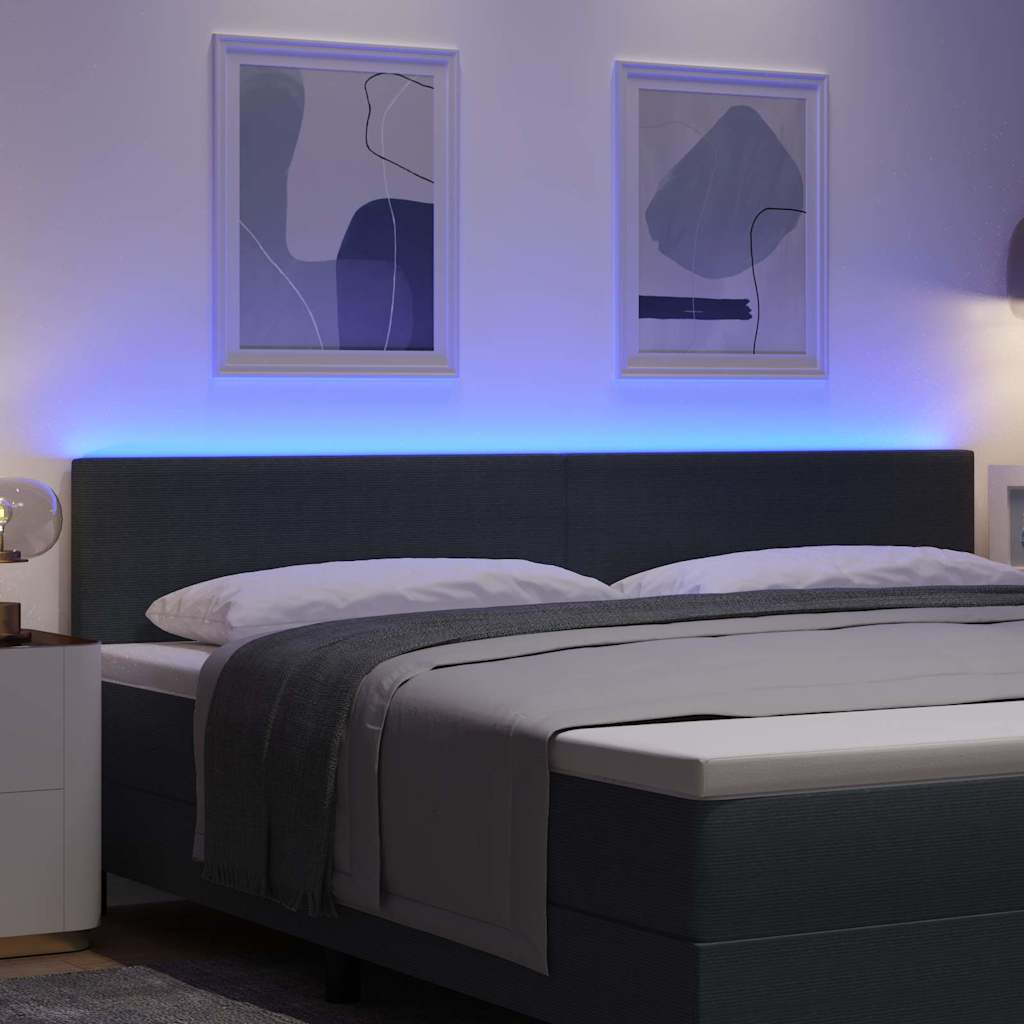 LED κεφαλάρι με φώτα λωρίδας LED Σκούρο Γκρι 200 cm Πολυεστέρας - Pakobazaar