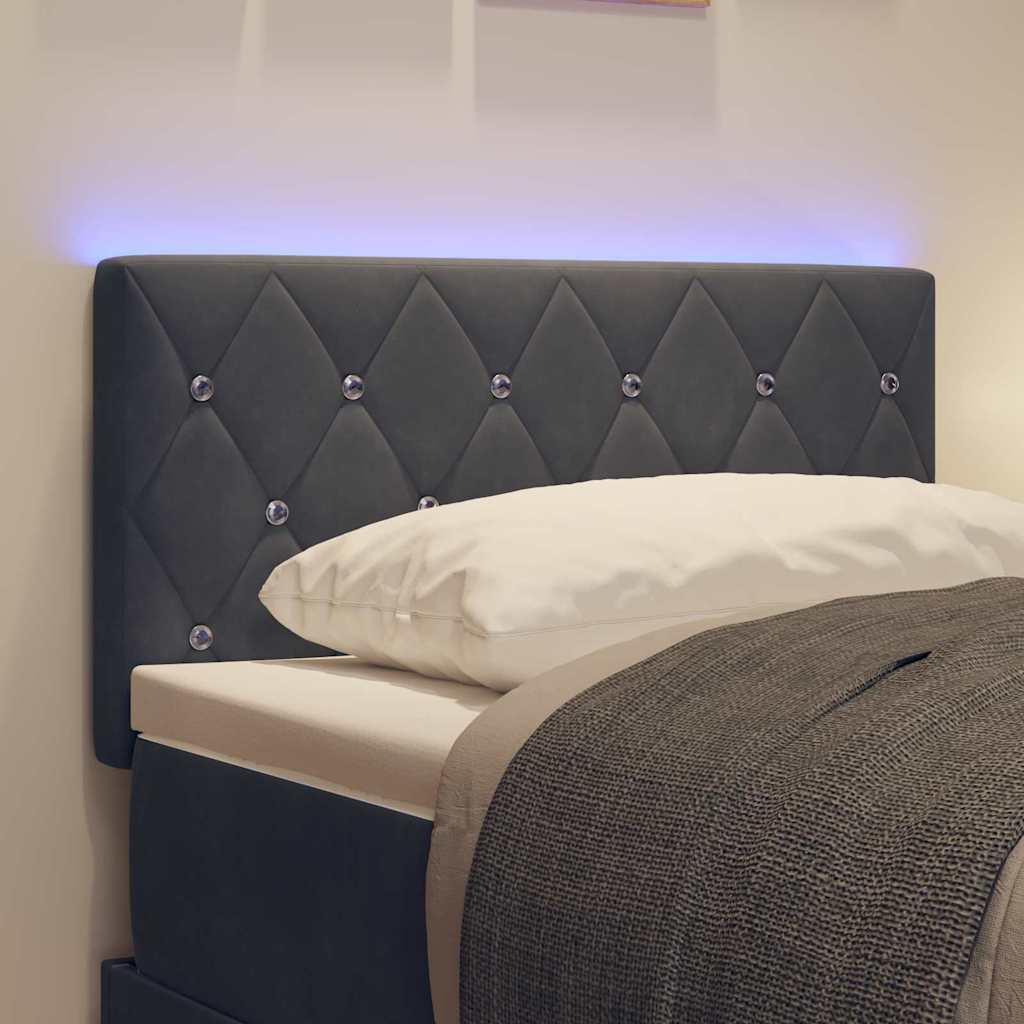LED κεφαλάρι με LED ταινίες φωτός Σκούρο Γκρι 80 cm Βελούδο