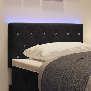 LED κεφαλάρι με LED ταινίες φωτός Μαύρο 80 cm Βελούδο