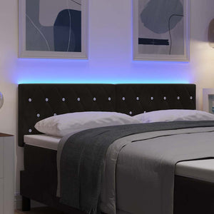 LED κεφαλάρι με LED ταινίες φωτός Μαύρο 144 cm Βελούδο - Pakobazaar