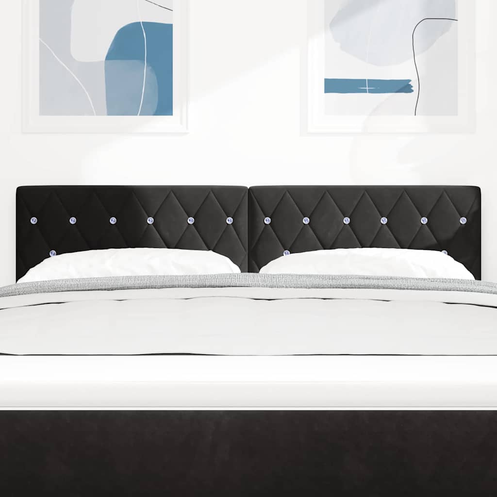 LED κεφαλάρι με LED ταινίες φωτός Μαύρο 144 cm Βελούδο - Pakobazaar
