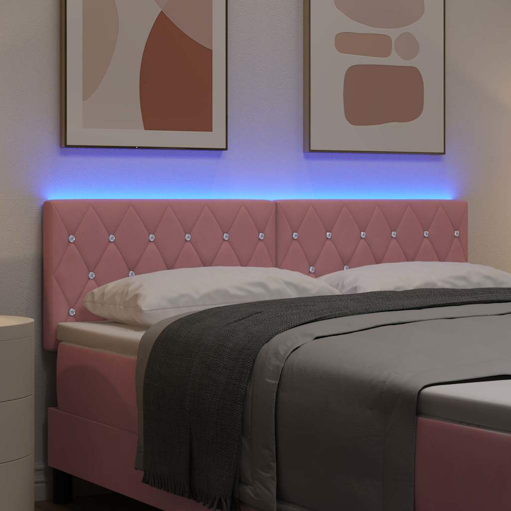 LED κεφαλάρι με LED ταινίες φωτός Ροζ 144 cm Βελούδο - Pakobazaar