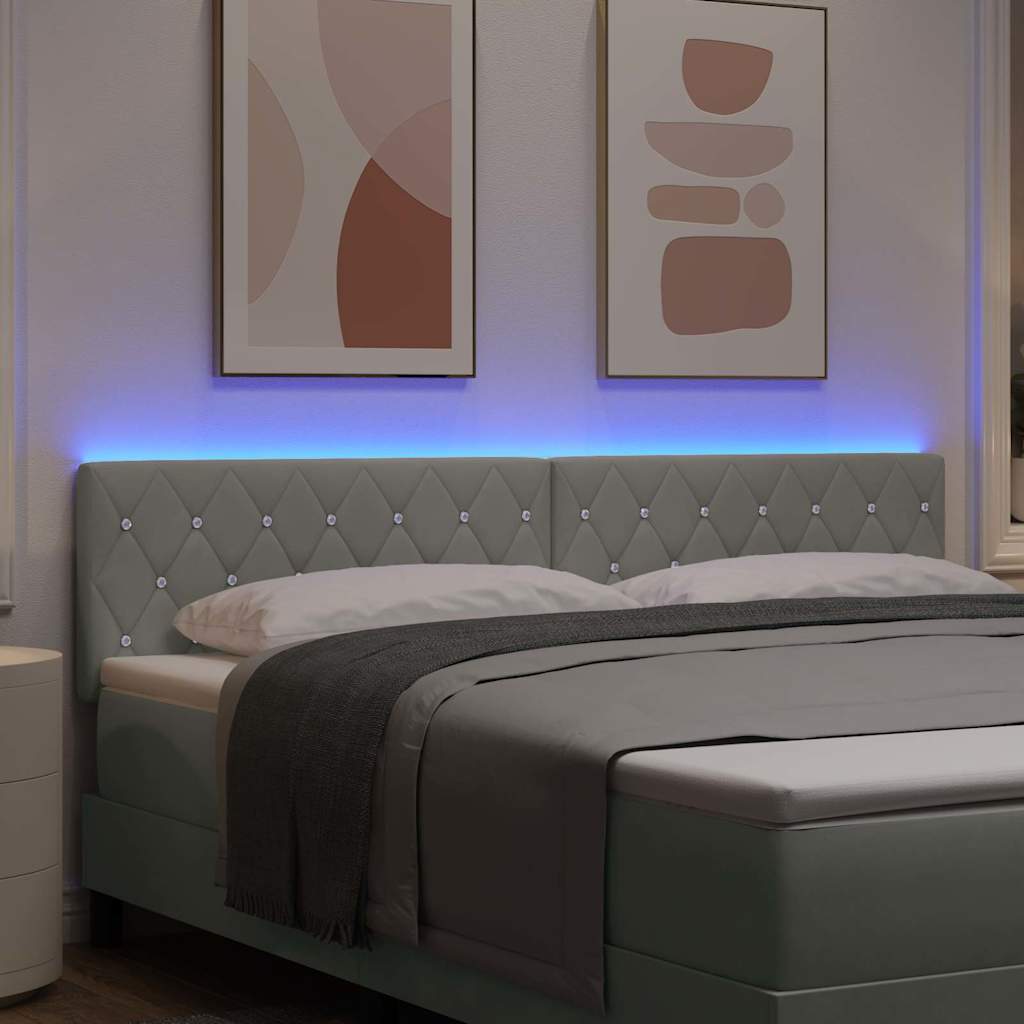 LED κεφαλάρι με LED ταινίες φωτός Ανοιχτό γκρι 180 cm Βελούδο - Pakobazaar