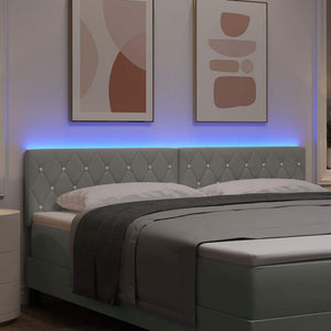 LED κεφαλάρι με LED ταινίες φωτός Ανοιχτό γκρι 180 cm Βελούδο - Pakobazaar