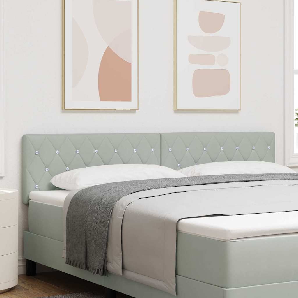 LED κεφαλάρι με LED ταινίες φωτός Ανοιχτό γκρι 180 cm Βελούδο - Pakobazaar