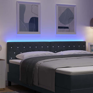 LED κεφαλάρι με LED ταινίες φωτός Σκούρο Γκρι 180 cm Βελούδο