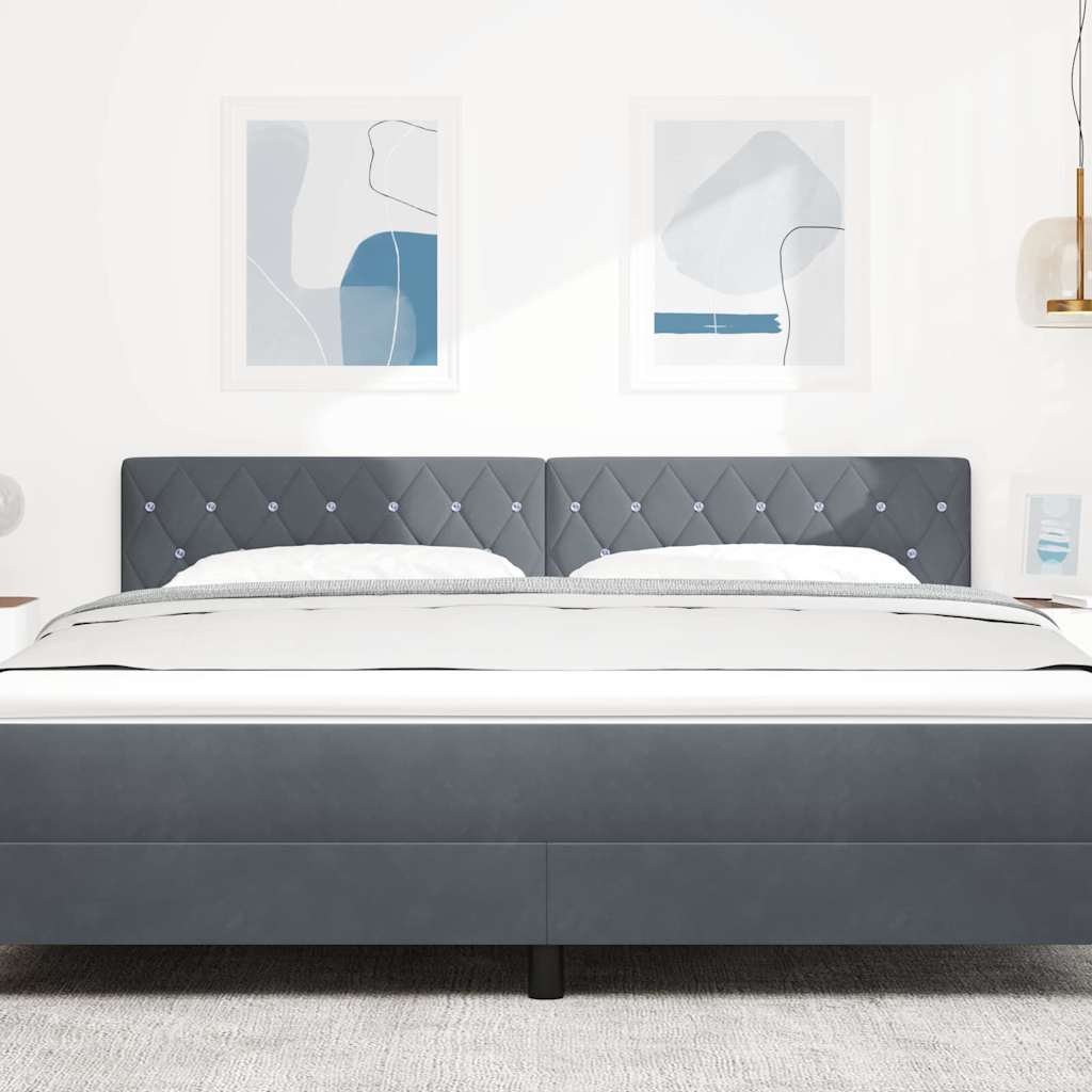 LED κεφαλάρι με LED ταινίες φωτός Σκούρο Γκρι 180 cm Βελούδο