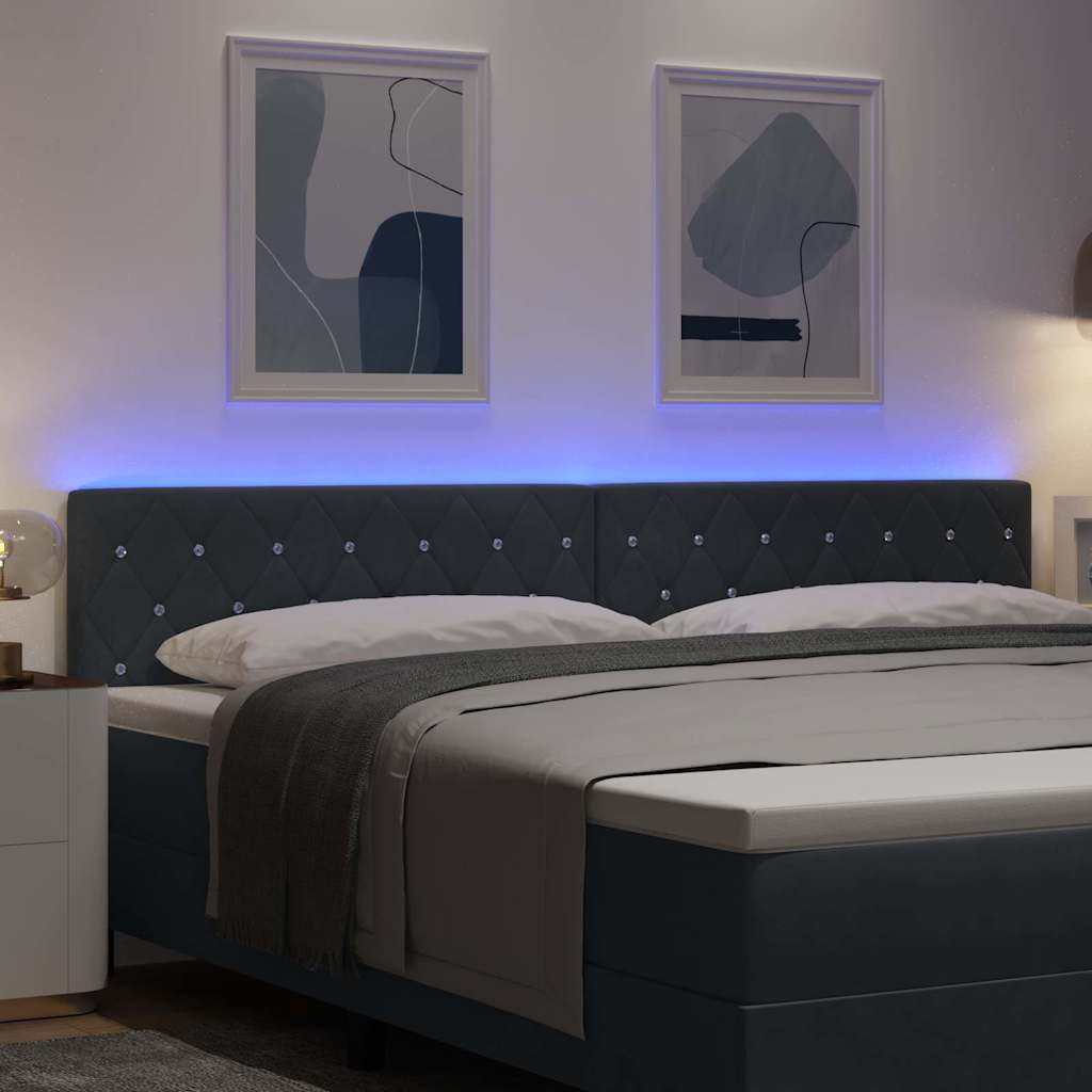 LED κεφαλάρι με LED ταινίες φωτός Σκούρο Γκρι 200 cm Βελούδο - Pakobazaar